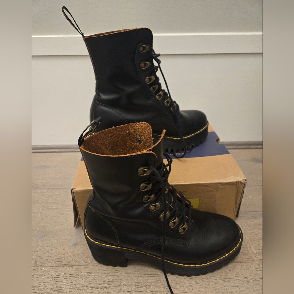 Dr. Martens Leona Black Leather Boots- Comes with original box
